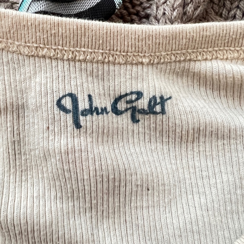 1271 | John Galt Radio Silence Graphic Ribbed Cropped Tank Top Tan Womens OS - Picture 5 of 7